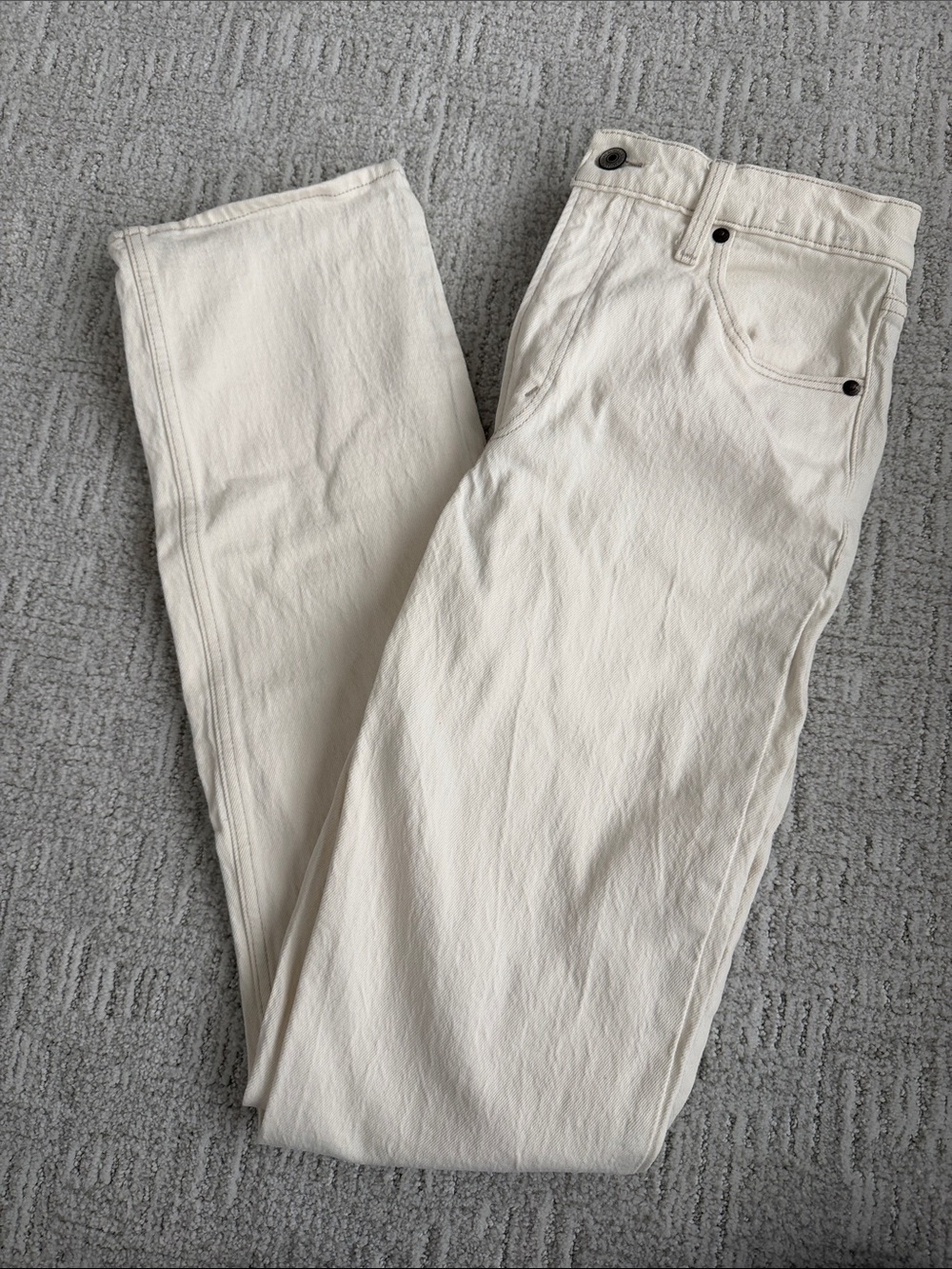 Abercrombie & Fitch Cream High-Rise Straight Leg Jeans